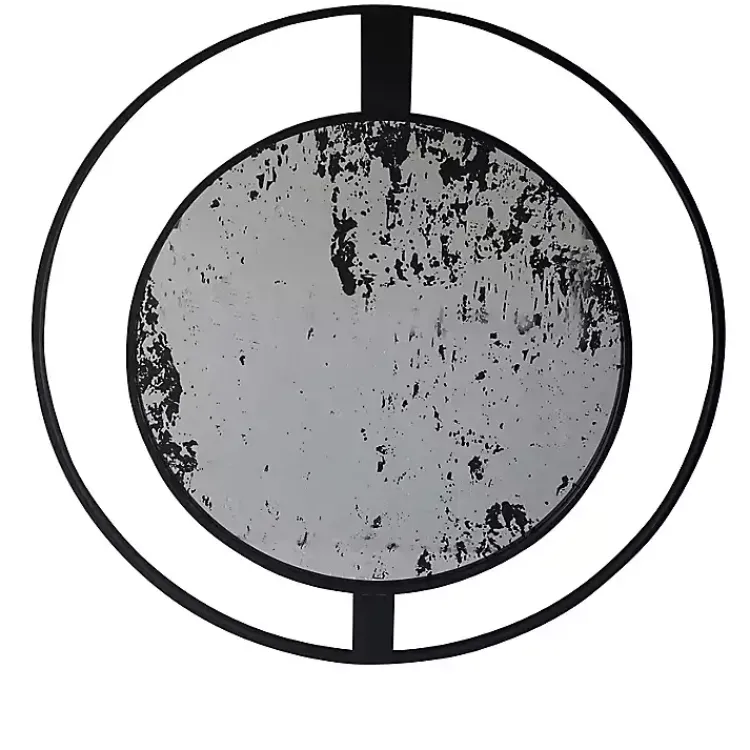 Decorative Mirrors-Kirklands Home Black Distressed Floating Wall Mirror