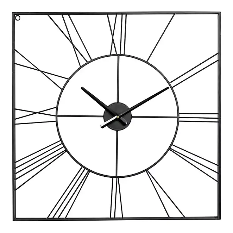 Clocks-Kirklands Home Minimal Square Open Face Clock Black