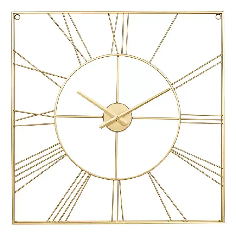 Clocks-Kirklands Home Minimal Square Open Face Clock Gold