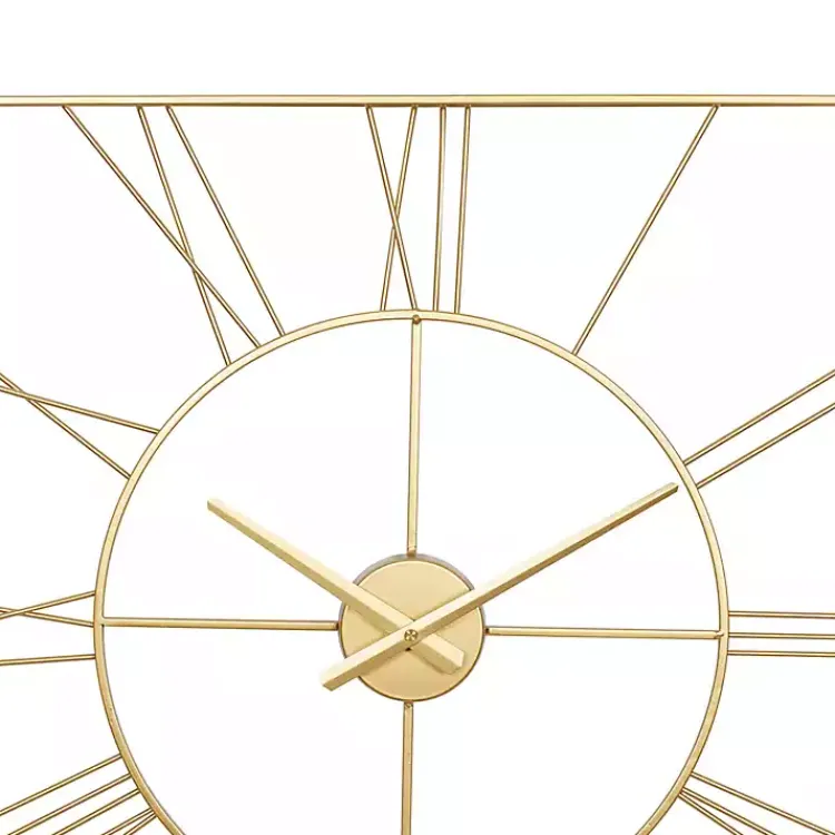Clocks-Kirklands Home Minimal Square Open Face Clock Gold