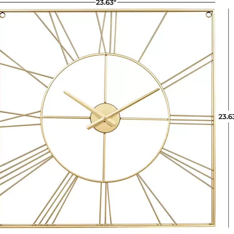 Clocks-Kirklands Home Minimal Square Open Face Clock Gold