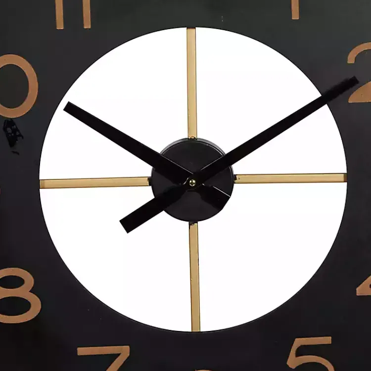 Clocks-Kirklands Home Black and Gold Open Frame Axis Clock
