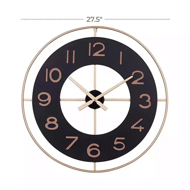 Clocks-Kirklands Home Black and Gold Open Frame Axis Clock