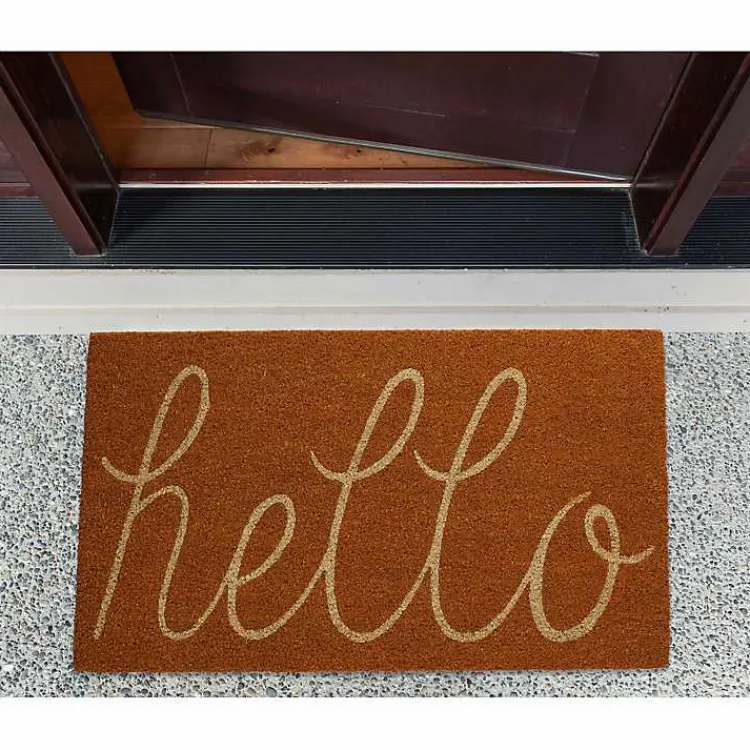 Doormats-Kirklands Home Pumpkin Spice Hello Doormat Orange