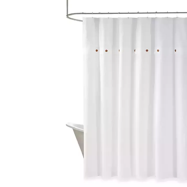 Shower Curtains-Kirklands Home Waffle Weave Cotton Shower Curtain White