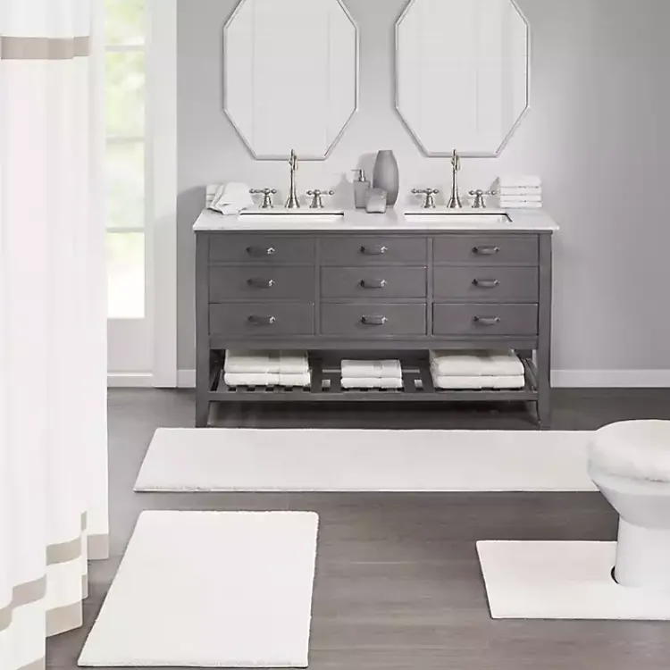 Bathroom Rugs-Kirklands Home Cream High Pile Marshmallow Bath Mat, 40 in. Ivory