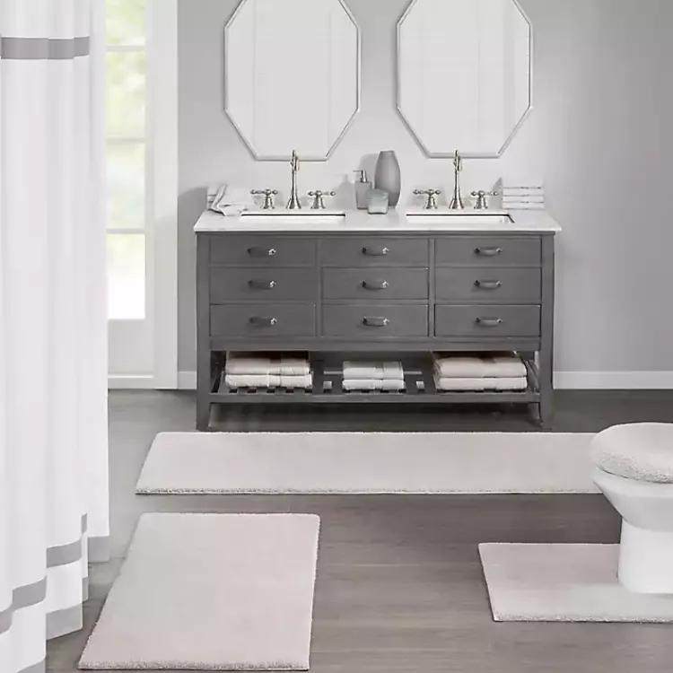 Bathroom Rugs-Kirklands Home Taupe Marshmallow Contour Bath Mat, 24 in. Ivory