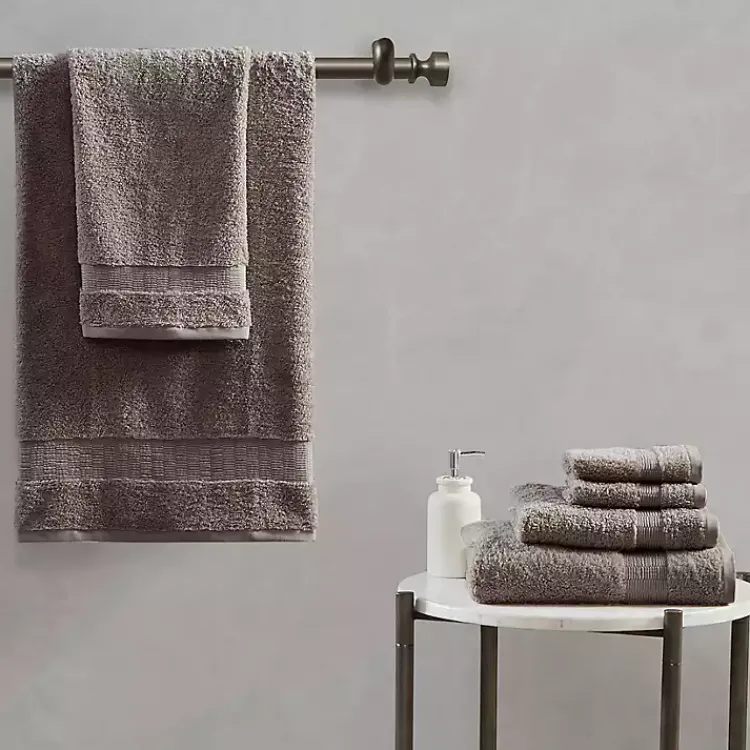 Bath Towels-Kirklands Home Egyptian Cotton 6-pc. Towel Set Gray