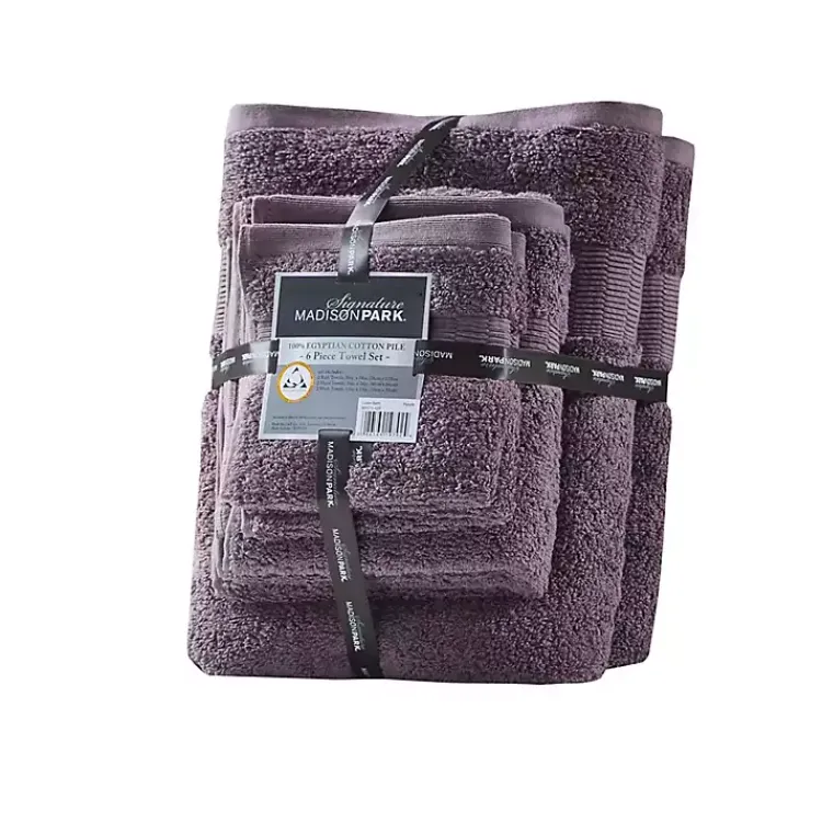 Bath Towels-Kirklands Home Egyptian Cotton 6-pc. Towel Set Purple
