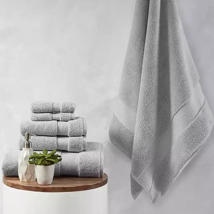 Bath Towels-Kirklands Home Light 6-pc. Cotton Bath Towel Set Gray