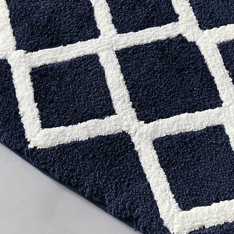 Bathroom Rugs-Kirklands Home Blue Geometric Pattern Reversible Bath Mat, 34 in.