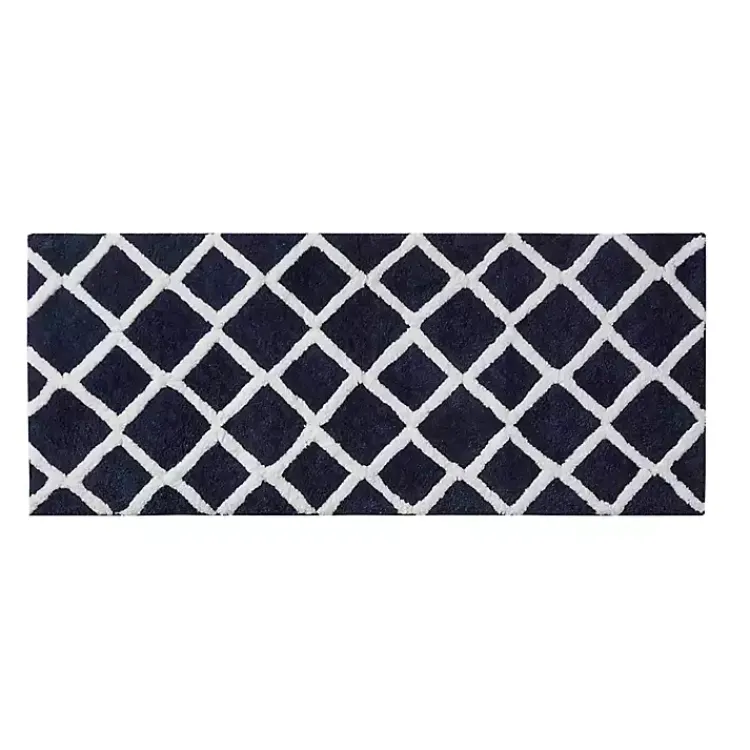 Bathroom Rugs-Kirklands Home Blue Geometric Pattern Reversible Bath Mat, 60 in.