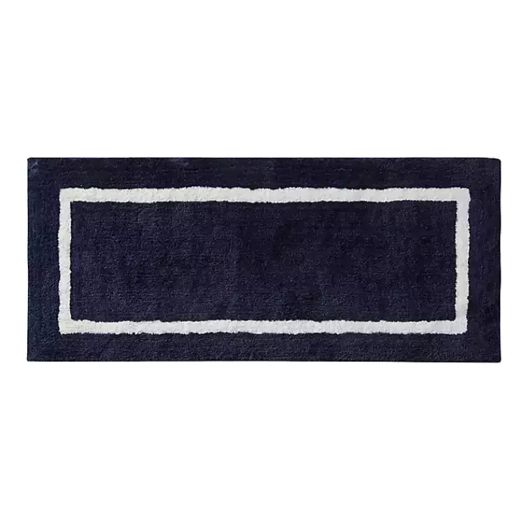 Bathroom Rugs-Kirklands Home Blue Geometric Pattern Reversible Bath Mat, 60 in.