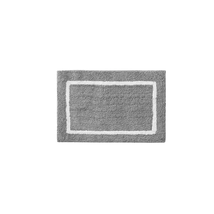 Bathroom Rugs-Kirklands Home Gray Geometric Pattern Reversible Bath Mat, 34 in.