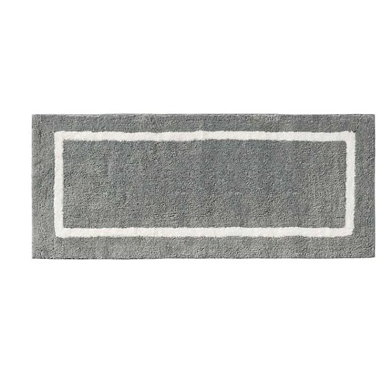 Bathroom Rugs-Kirklands Home Gray Geometric Pattern Reversible Bath Mat, 60 in.