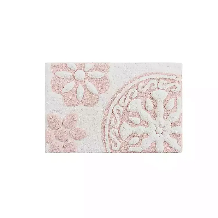 Bathroom Rugs-Kirklands Home Cotton Tufted Medallion Bath Mat, 30 in. Pink