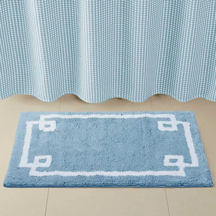 Bathroom Rugs-Kirklands Home Blue Simple Trim Cotton Tufted Bath Mat, 30 in.