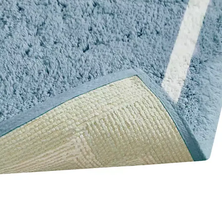 Bathroom Rugs-Kirklands Home Blue Simple Trim Cotton Tufted Bath Mat, 30 in.