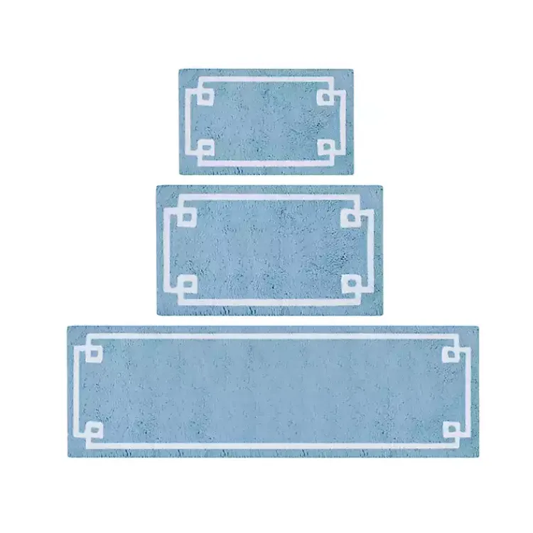 Bathroom Rugs-Kirklands Home Blue Simple Trim Cotton Tufted Bath Mat, 30 in.