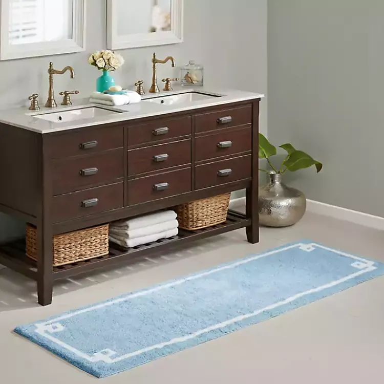 Bathroom Rugs-Kirklands Home Simple Trim Cotton Tufted Bath Mat, 72 in. Blue