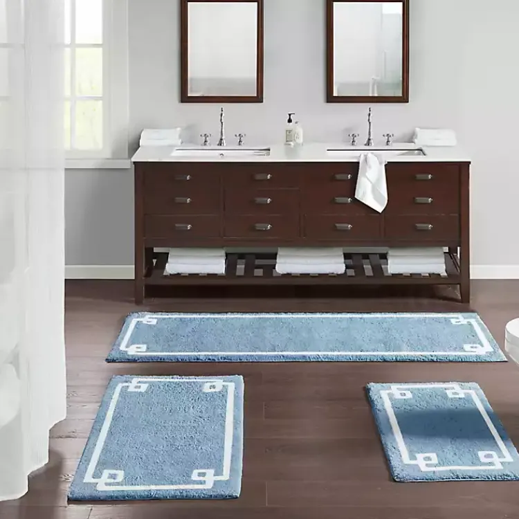 Bathroom Rugs-Kirklands Home Simple Trim Cotton Tufted Bath Mat, 72 in. Blue