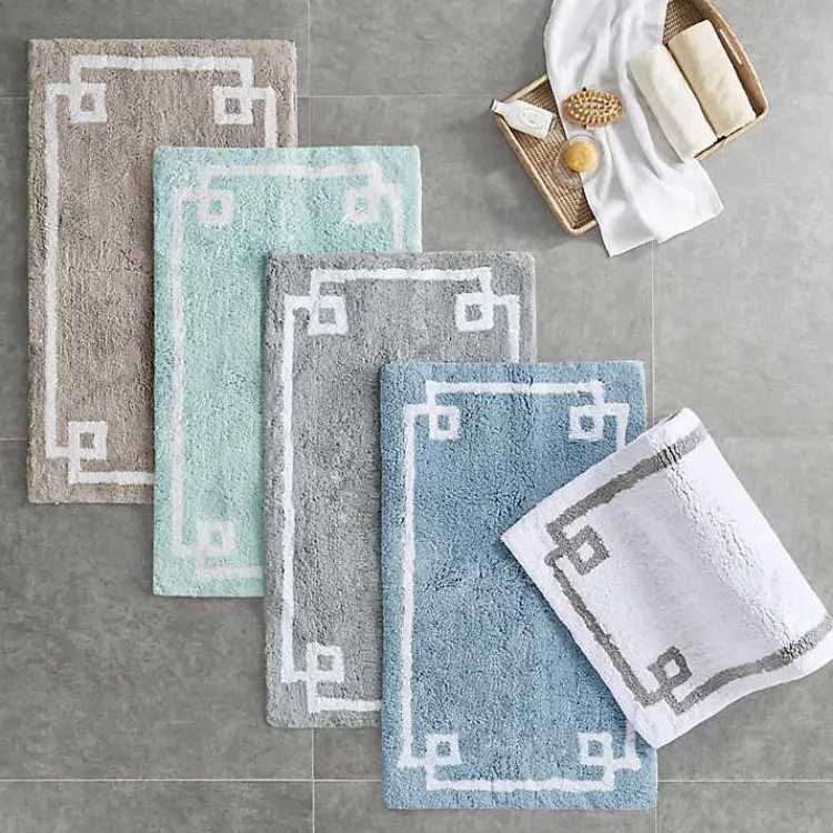 Bathroom Rugs-Kirklands Home Simple Trim Cotton Tufted Bath Mat, 72 in. Blue