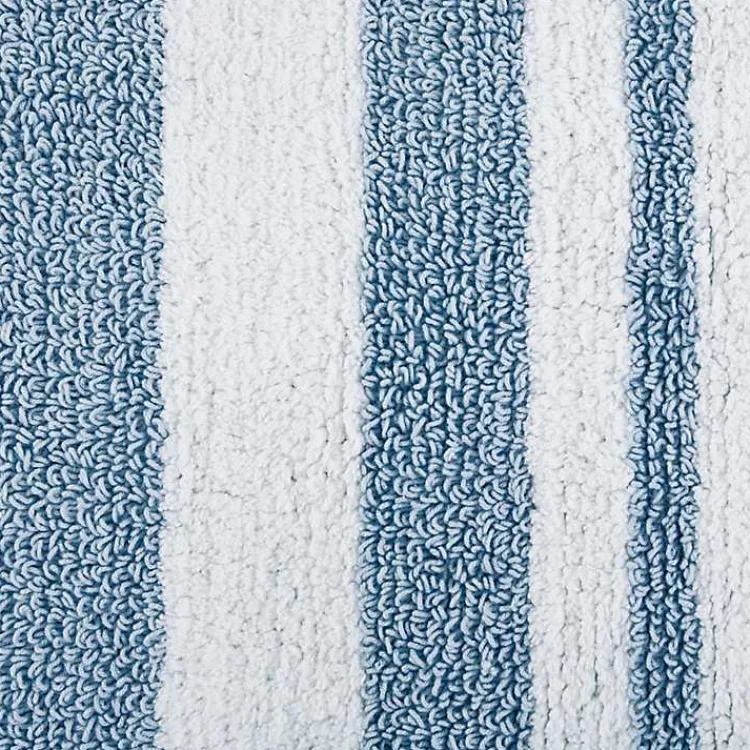 Bathroom Rugs-Kirklands Home Blue Reversible Stripe Trim Bath Mat, 45 in.