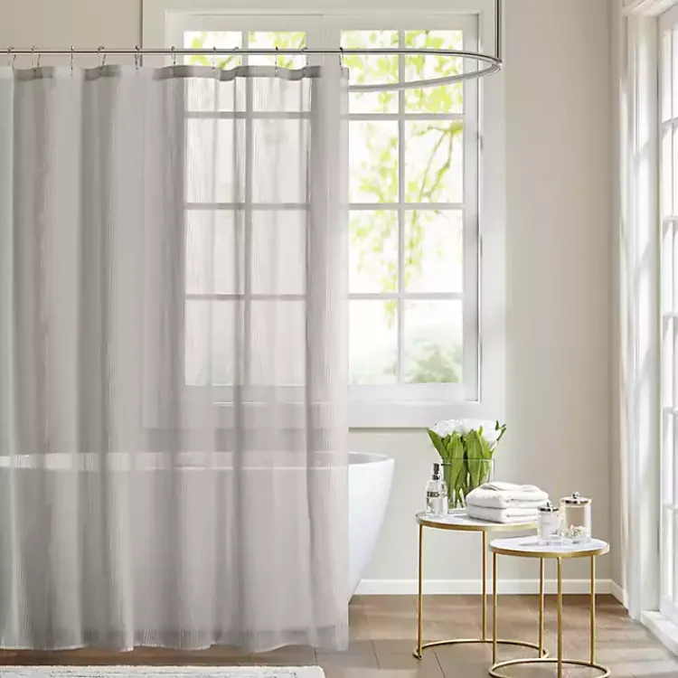 Shower Curtains-Kirklands Home Sheer Shower Curtain Gray