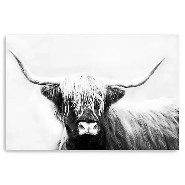 Canvas Art-Kirklands Home Monochrome Longhorn Canvas Art Print, 60x40 in.