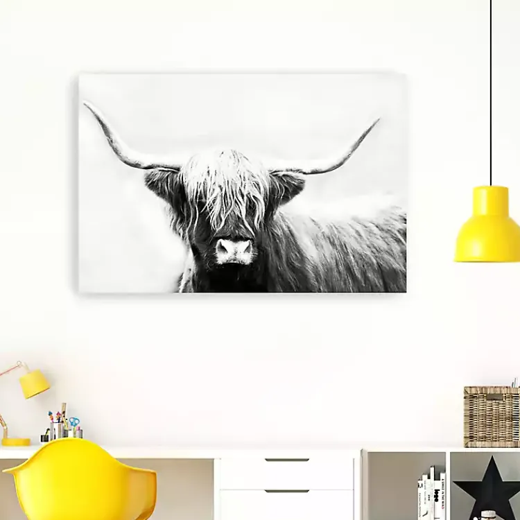 Canvas Art-Kirklands Home Monochrome Longhorn Canvas Art Print, 60x40 in.