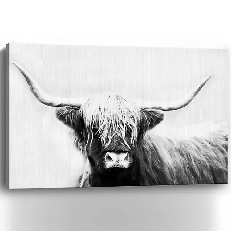 Canvas Art-Kirklands Home Monochrome Longhorn Canvas Art Print, 60x40 in.