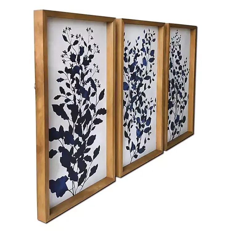 Framed Art-Kirklands Home Blue Branches Framed Canvas Art Prints, Set of 3