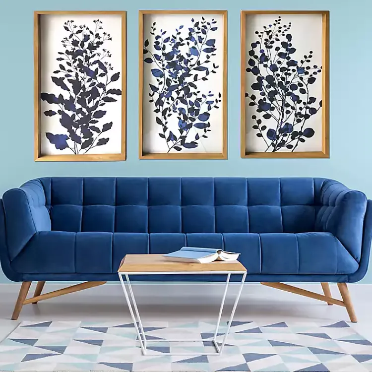 Framed Art-Kirklands Home Blue Branches Framed Canvas Art Prints, Set of 3