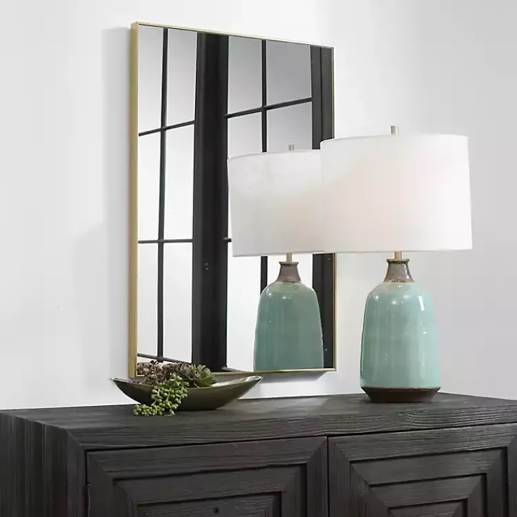 Framed Mirrors-Kirklands Home Simple Frame Rectangle Wall Mirror Gold