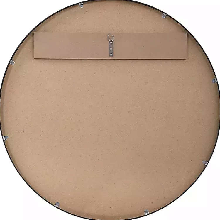 Framed Mirrors-Kirklands Home Black Round Simple Frame Large Wall Mirror
