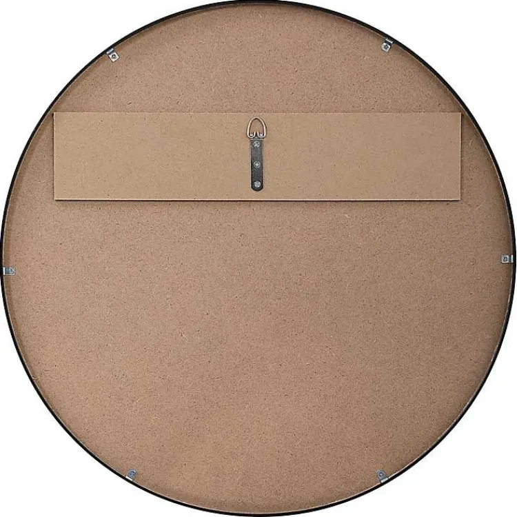 Framed Mirrors-Kirklands Home Round Simple Frame Medium Wall Mirror Black