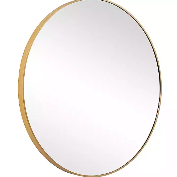 Framed Mirrors-Kirklands Home Gold Round Simple Frame Large Wall Mirror