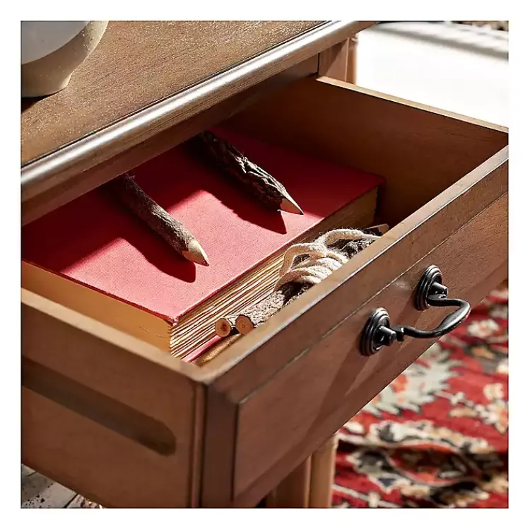 Accent & End Tables-Kirklands Home Emory Natural Single Drawer Accent Table Black