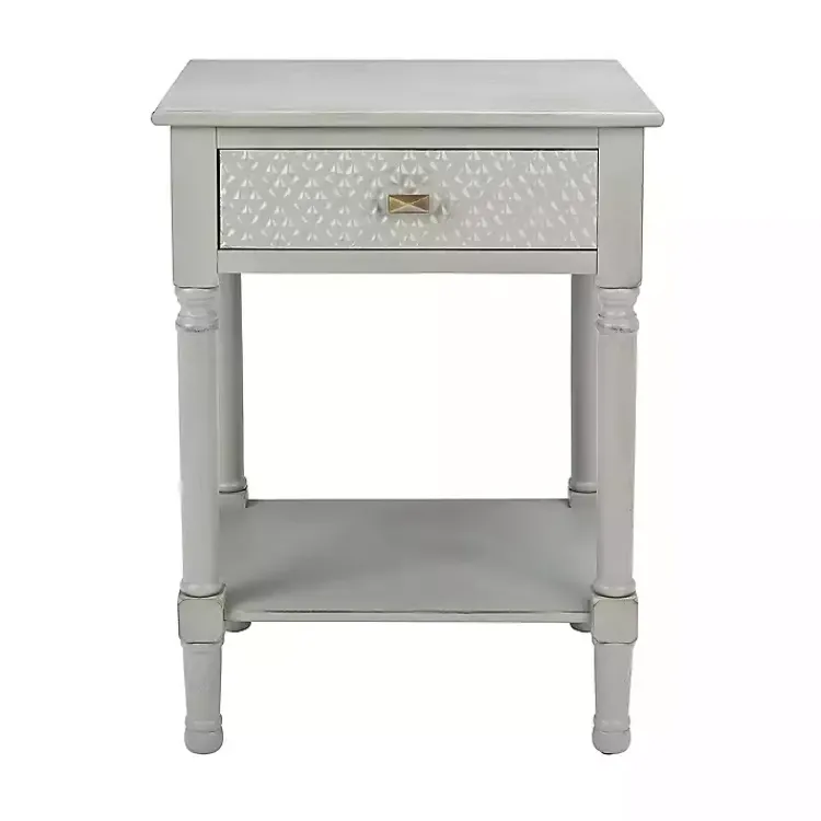Accent & End Tables-Kirklands Home Evelina Textured Single Drawer Accent Table Gray
