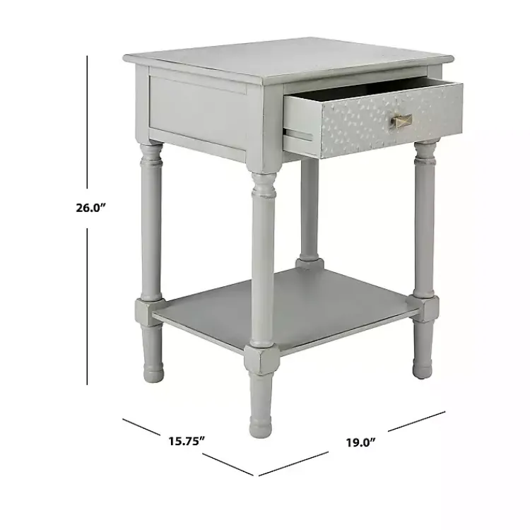 Accent & End Tables-Kirklands Home Evelina Textured Single Drawer Accent Table Gray
