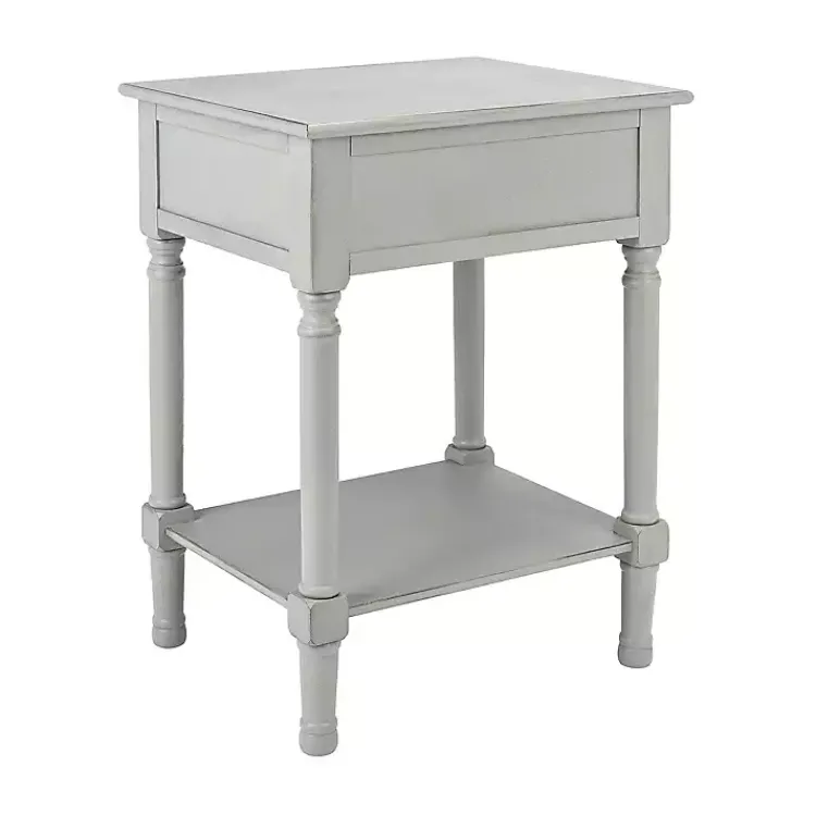 Accent & End Tables-Kirklands Home Evelina Textured Single Drawer Accent Table Gray