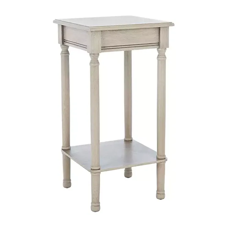 Accent & End Tables-Kirklands Home Tilley Beige Classic Square Accent Table Tan