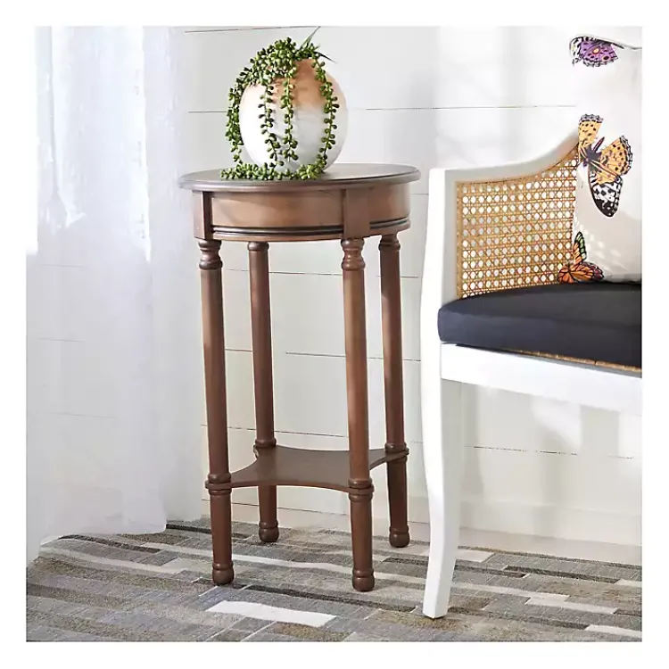 Accent & End Tables-Kirklands Home Tegan Round Accent Table Brown