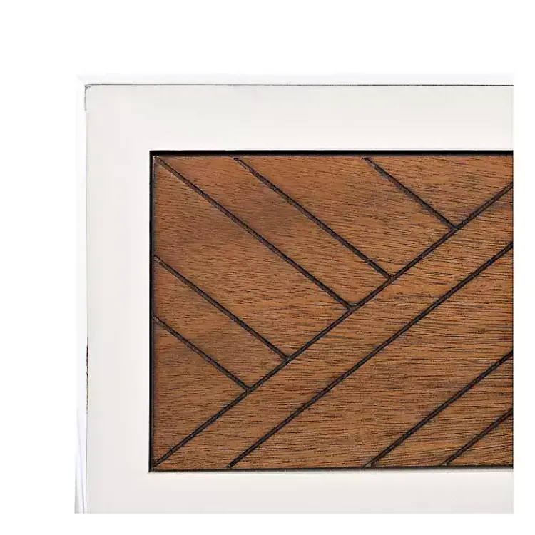 Console Tables-Kirklands Home White and Brown Herringbone Console Table