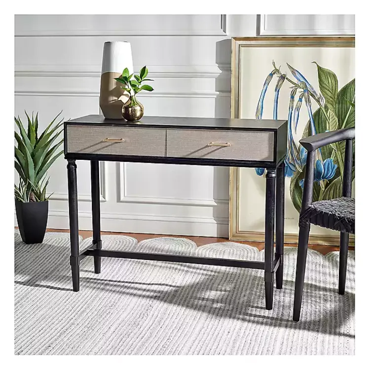 Console Tables-Kirklands Home Serena 2-Drawer Console Table Black