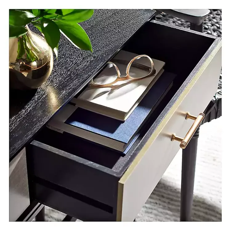 Console Tables-Kirklands Home Serena 2-Drawer Console Table Black