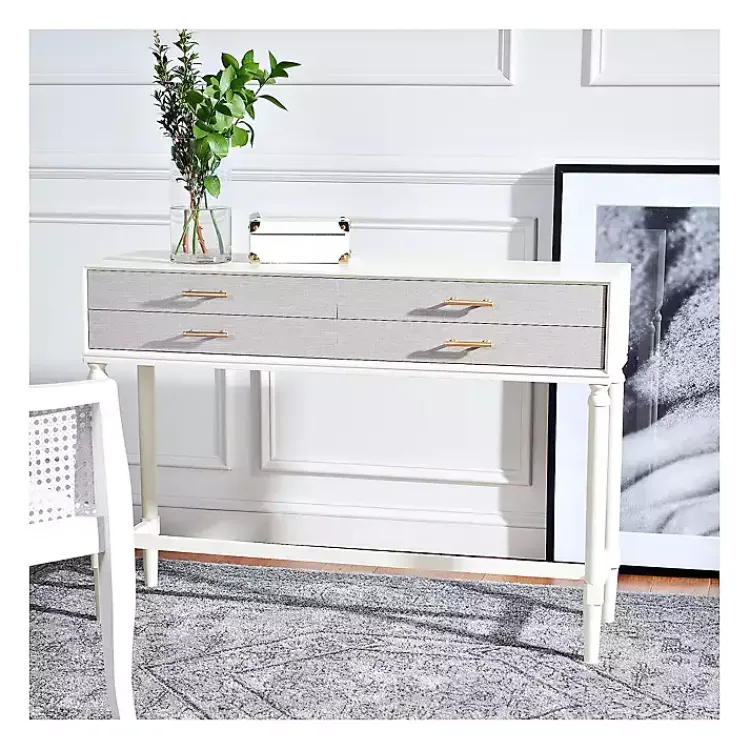 Entryway Furniture-Kirklands Home Sloane Four-Drawer Console Table White