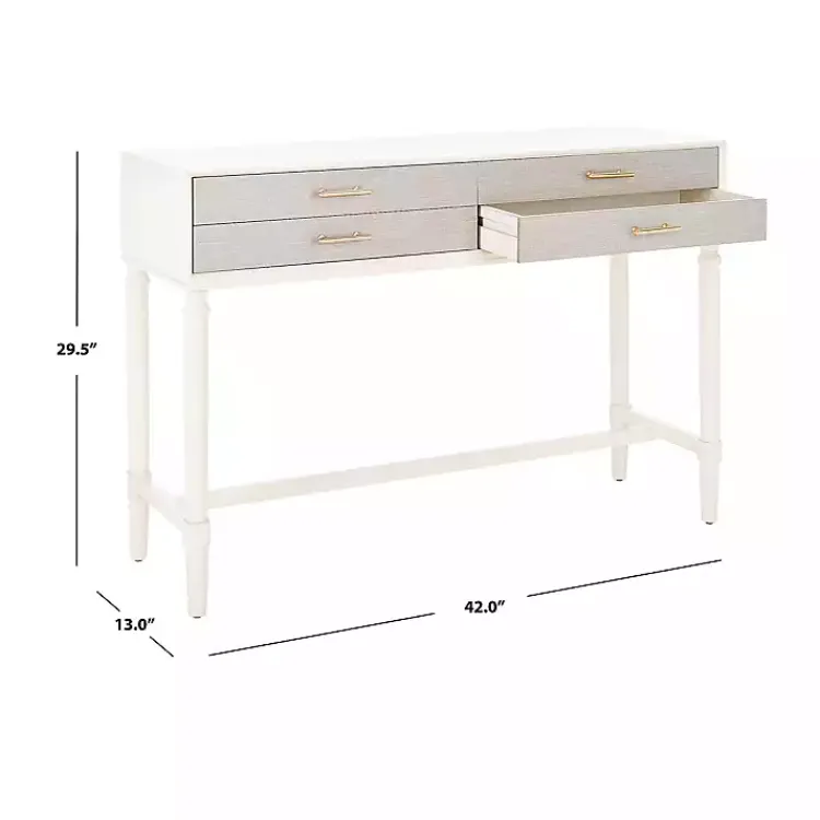 Entryway Furniture-Kirklands Home Sloane Four-Drawer Console Table White