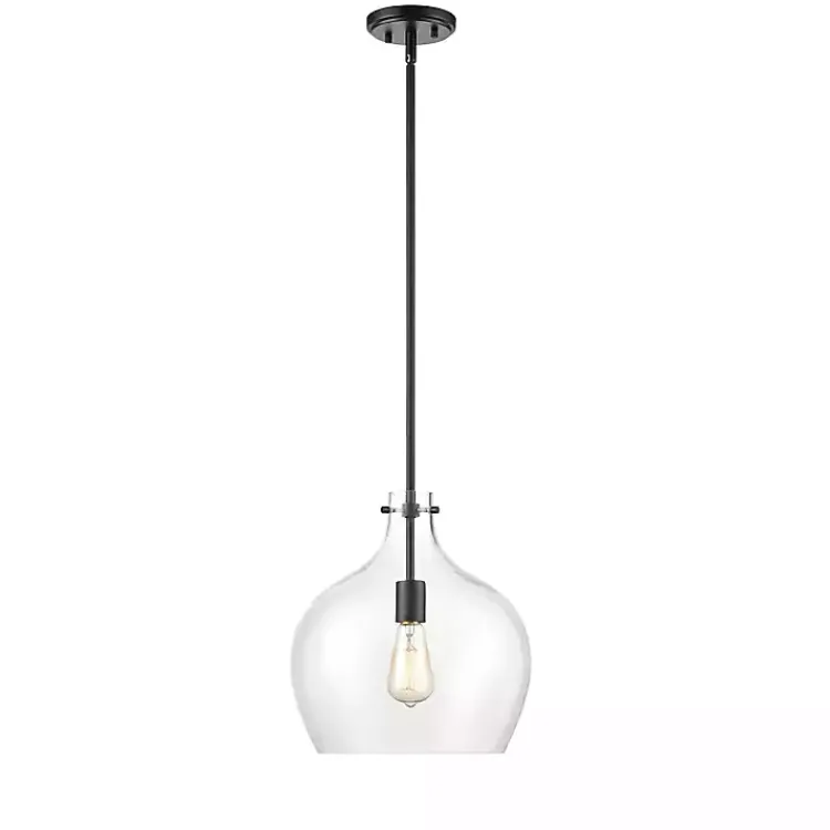 Chandeliers & Pendant Lighting-Kirklands Home Black Glass Globe Pendant Light