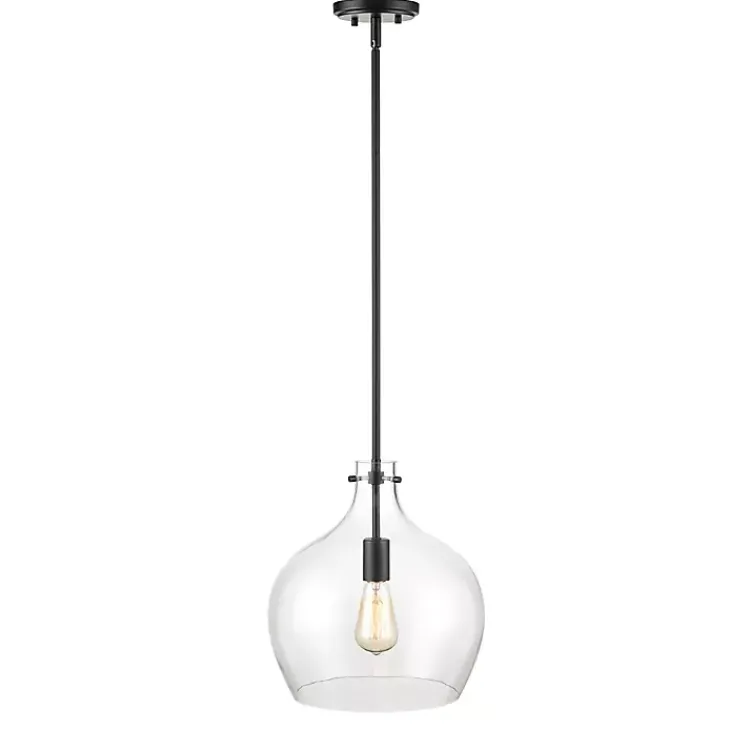 Chandeliers & Pendant Lighting-Kirklands Home Black Glass Globe Pendant Light